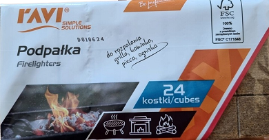 Podpałka rozpałka 5 x 24 kostki do kominka pieca grill